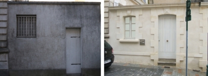 Reconstruction d'un mur en pierre, encadrement des baies en pierre, corniches en pierre, enduit à la chaux